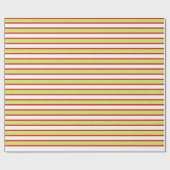 赤い縁取り付き静石灰の緑ストライプ色 ラッピングペーパー (フラット)