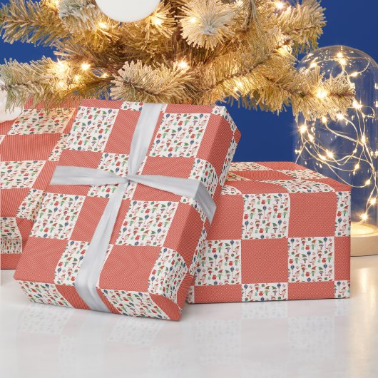 赤い縞模様のクリスマスエルフ ラッピングペーパー (クリスマス)