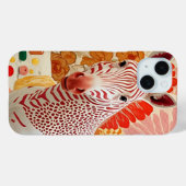 赤い縞模様のシマウマコラージュアート - 楽しくてカラフル Case-Mate iPhoneケース (裏面 (横))
