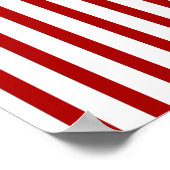 赤い縦ストライプ赤と白- ポスター (角)