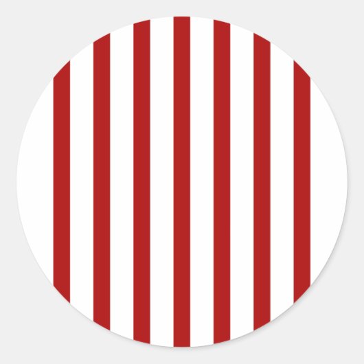 赤い縦ストライプ赤と白- ラウンドシール (正面)