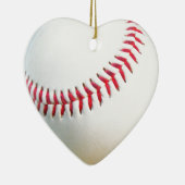 赤い縫い目の白い野球ボール セラミックオーナメント (右)