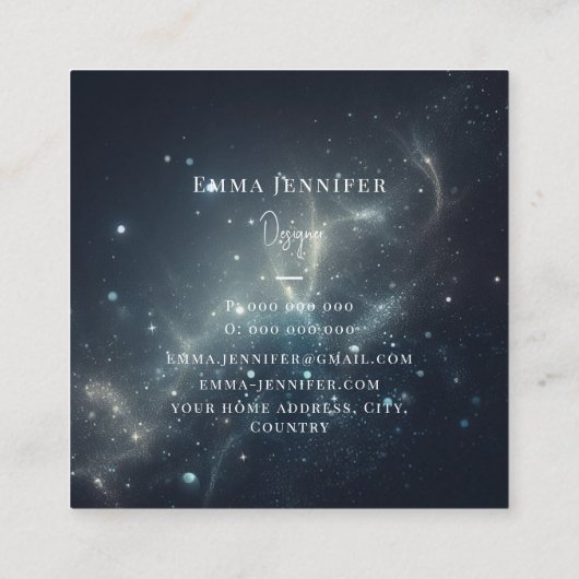 赤い繊細なやさしいグリッターの背景 スクエア名刺 (裏面)