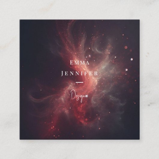 赤い繊細なやさしいグリッターの背景 スクエア名刺 (正面)