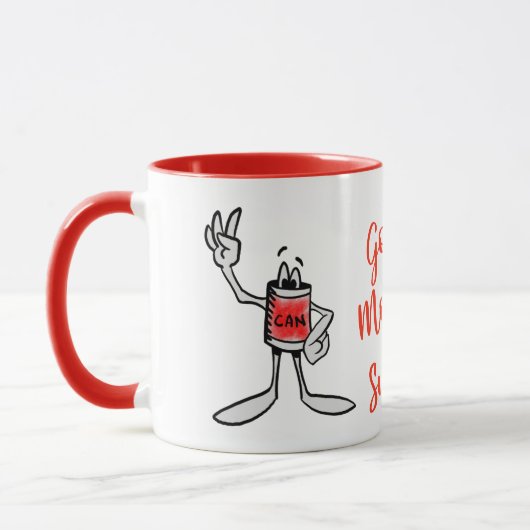 赤い缶の生き物 コーヒーマグ マグカップ (左)