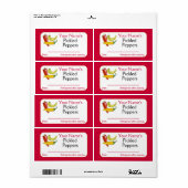 赤い缶詰パーソナライズされたラベル漬ピーマン ラベル (フルシート)