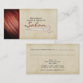 赤い美容師のサロンのアポイントメントの名刺 予約カード (正面/裏面)