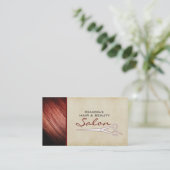赤い美容師のサロンのアポイントメントの名刺 予約カード (スタンド正面)