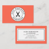 赤い美容院の円はロゴの名刺を切ります 予約カード (正面/裏面)