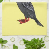 赤い義足の鵜の鳥の漫画イラストレーション キッチンタオル (折り畳み)