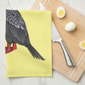 赤い義足の鵜の鳥の漫画イラストレーション キッチンタオル (四つ折り)