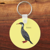 赤い義足の鵜の鳥の漫画イラストレーション キーホルダー (正面)