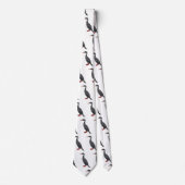 赤い義足の鵜の鳥の漫画イラストレーション ネクタイ (正面)