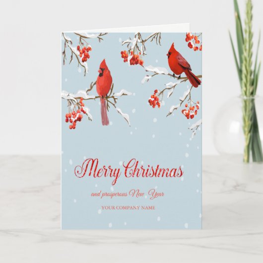 赤い羽のショウジョウコウカンチョウ 木 雪 クリスマス (正面)