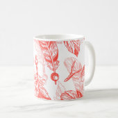 赤い羽の継ぎ目のないパターン コーヒーマグカップ (正面右)