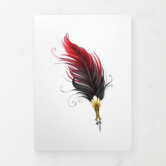 赤い羽根ペン(金ゴールドペン) 三つ折り案内状 (カバー)