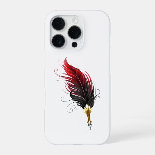 赤い羽根ペン(金ゴールドペン) iPhoneケース (裏面)