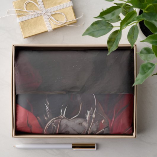 赤い羽毛と黒い背景の切り離し 薄葉紙 (ギフト)