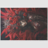 赤い羽毛と黒い背景の切り離し 薄葉紙 (正面)