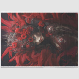 赤い羽毛と黒い背景の切り離し 薄葉紙