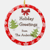 赤い翼のフクロウのクリスマスの挨拶のオーナメント セラミックオーナメント (裏面)
