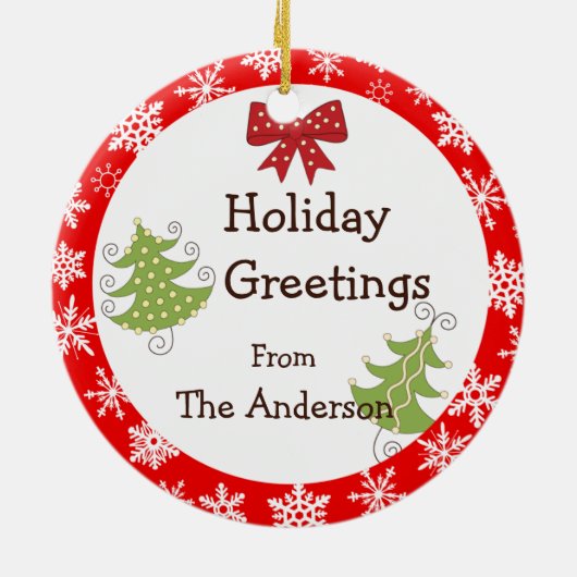 赤い翼のフクロウのクリスマスの挨拶のオーナメント セラミックオーナメント (裏面)