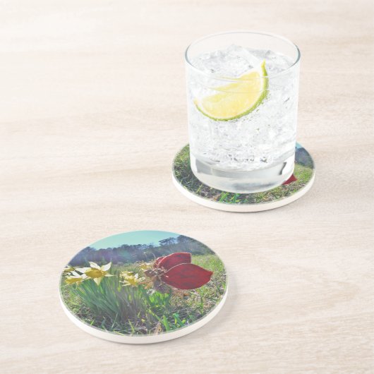 赤い翼の妖精と水仙 コースター (側面)