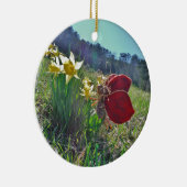 赤い翼の妖精と水仙 セラミックオーナメント (右)