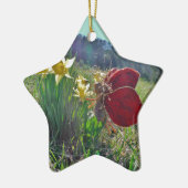 赤い翼の妖精と水仙 セラミックオーナメント (左)