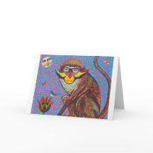 赤い耳のモンキーグリーティングカード