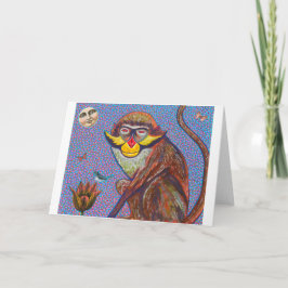 赤い耳のモンキーグリーティングカード シーズンカード