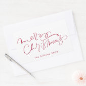 赤い聖降誕祭レタリング 長方形シール (封筒)