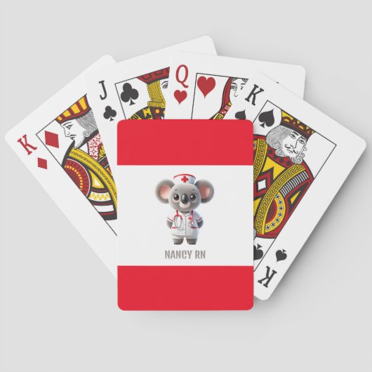 赤い聴診器を持つ可愛いコアラナース トランプ (裏面)