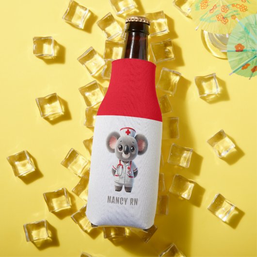 赤い聴診器を持つ可愛いコアラナース ボトルクーラー (インサイチュ 夏)