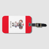 赤い聴診器を持つ可愛いコアラナース ラゲッジタグ (正面横)