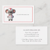 赤い聴診器を持つ可愛いコアラナース 名刺 (正面/裏面)