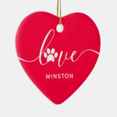 赤い肉球ペットメモリアル セラミックオーナメント (右)