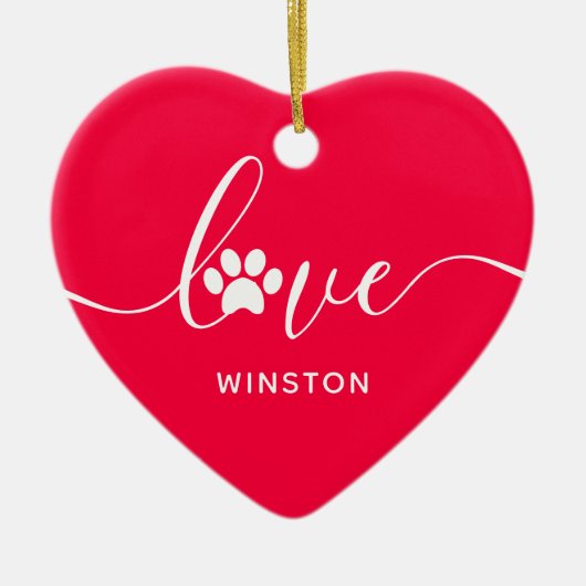 赤い肉球ペットメモリアル セラミックオーナメント (正面)