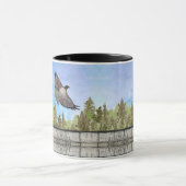 赤い肩掛けの鷹の鳥のコーヒーティーマグ マグカップ (中央)