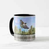 赤い肩掛けの鷹の鳥のコーヒーティーマグ マグカップ (正面左)