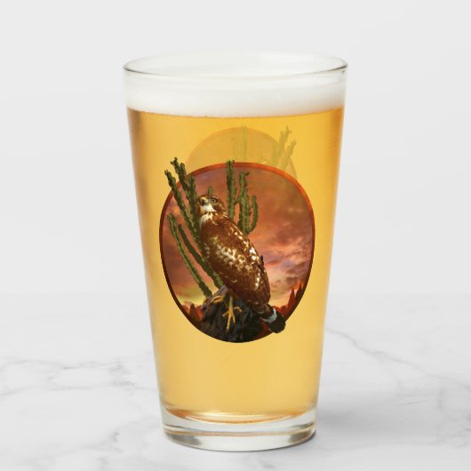 赤い肩掛けタカ最後の砂漠のライト タンブラーグラス (ドリンク裏面)