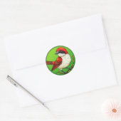 赤い背の百舌鳥 🦜 鮮やかな鳥の野生動物アート 🌿 ラウンドシール (封筒)