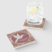 赤い背の高い白いハミングバードカスタマイズ可能 ストーンコースター (横)