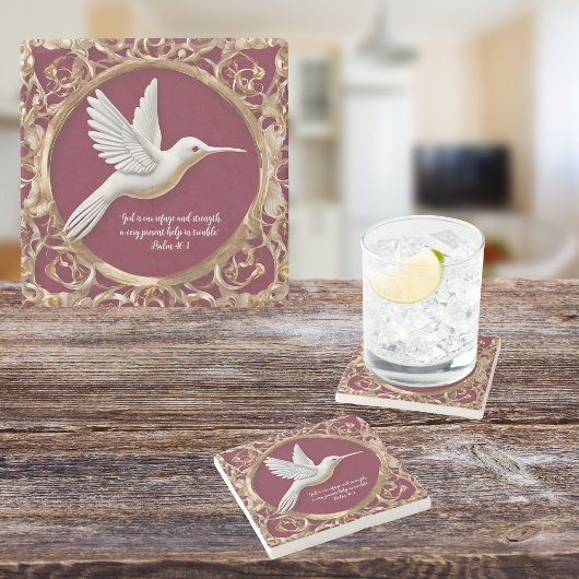 赤い背の高い白いハミングバードカスタマイズ可能 ストーンコースター