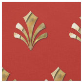 赤い背景が付いている古代ローマの金ゴールドパターン ファブリック (クローズアップ)