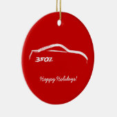 赤い背景が付いている350Z白いシルエット セラミックオーナメント (右)