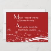 赤い背景と白い木のクリスマスグリーティング シーズンカード (裏面)