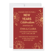 赤い背景と花火で楽しい新年