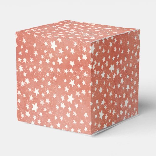 赤い背景にきらきら光る小さな白い星のクリスマス　特別な人へのプレゼントをパーソナライズ。 フェイバーボックス (裏面サイド)