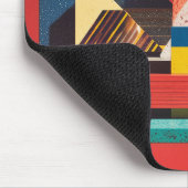 赤い背景にカラフルな幾何学模様 マウスパッド (コーナー)